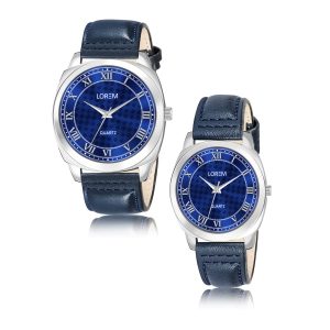 Blue Cubic Designer Printed Dial Analog Watch For  Lovely Couple LR92-LR339